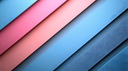 A bold geometric background with diagonal stripes in pastel blue and peach.