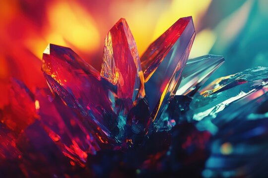 Abstract crystalline structure image in  with tetradic color scheme for commercial use