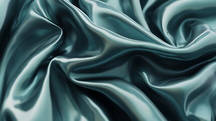 Fototapeta premium Teal Satin Fabric Draped in Elegant Waves