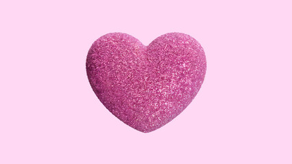 Obraz premium 3D Render of a Glittery Pink Heart with a Soft Pink Background