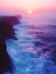 A calming gradient fading from powder blue to pale lilac.