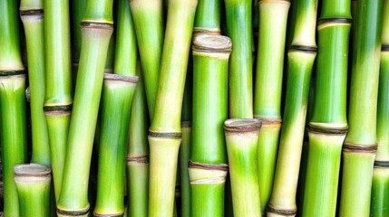 Obraz premium Close-up view of vibrant green bamboo stalks with natural texture