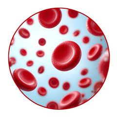 Fototapeta premium close up microscopic view of red blood cells inside liquid symbolizing medical analysis in the laboratory for health research isolated on a transparent background 