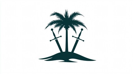 Obraz premium Celebrate Saudi Arabia's National Day with Palm Trees and Swords - Cultural Heritage Image