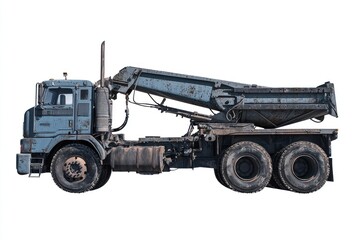 Industrial concrete mixer truck photo realistic blank mockup with copy space and logotype space for construction site isolated on white. Heavy-duty Construction Vehicle Cement Mixer Truck.