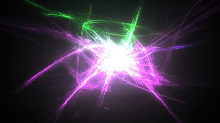 Vibrant green and purple energy explosion on dark background
