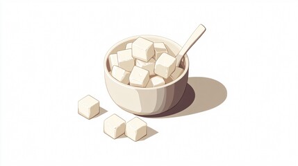 Isometric Sugar Bowl Cubes Icon Design Wide Angle