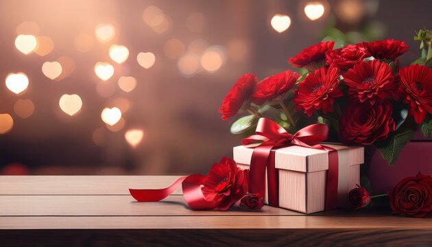 Valentine gift with red reses 