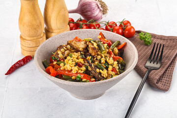 Eastern cuisine - Ptitim with beef and vegetables