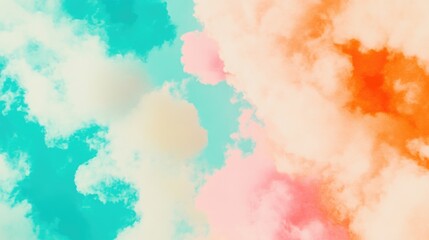 Colorful clouds in sky with vibrant orange and turquoise hues