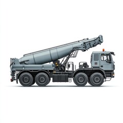 Industrial concrete mixer truck photo realistic blank mockup with copy space and logotype space for construction site isolated on white. Heavy-duty Construction Vehicle Cement Mixer Truck.