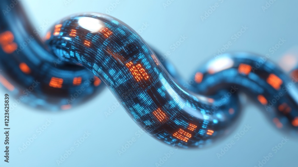 Poster interconnected elements display glowing data patterns with a futuristic design highlighting technolo