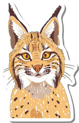 Adorable Lynx Sticker Wildcat Portrait Illustration