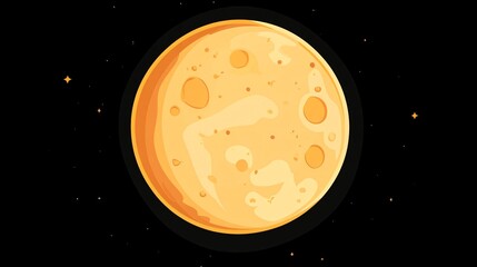Yellow Full Moon Phase Flat Vector Illustration