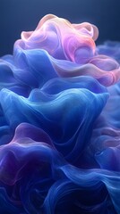 A clean wave of overlapping layers in transparent blue and aqua tones.