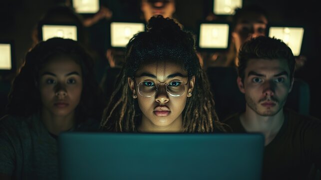 Diverse students in virtual learning engaging online classroom experiences in a modern environment