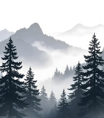 Timeless Peaks: Depths of a Misty Forest"