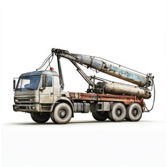 Industrial concrete mixer truck photo realistic blank mockup with copy space and logotype space for construction site isolated on white. Heavy-duty Construction Vehicle Cement Mixer Truck.