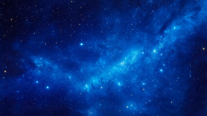 Obraz premium Beautiful cosmic landscape featuring vibrant blue nebula and countless stars illuminated in the night sky