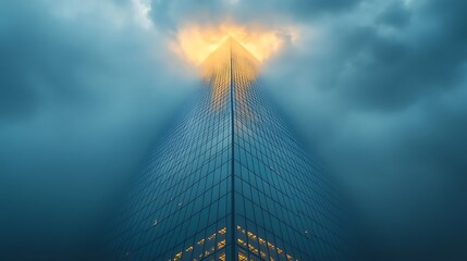 Skyscraper piercing dramatic clouds picture