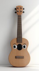 Fototapeta premium Ukulele with googly eyes is making a funny face