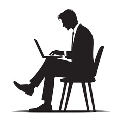 Typing silhouette for use in modern digital artwork - typing person silhouette - typing person vector - typing person illustration - typing silhouette - typing vector
