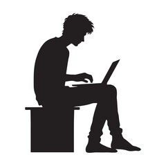 Silhouette of a typing person for creative graphic representations - typing person silhouette - typing person vector - typing person illustration - typing silhouette - typing vector
