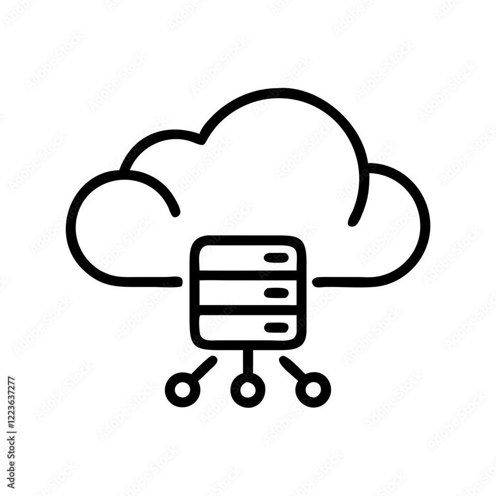 Aufkleber cloud server icon, symbolizing data storage, computing, and network technology.