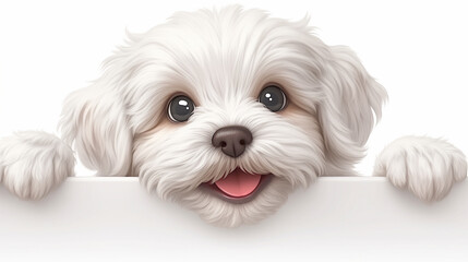 3D White Puppy on White Background