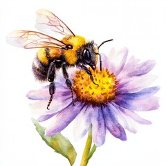 Bee is on a purple flower