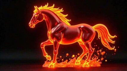 Obraz premium Beautiful portrait of a fiery red horse. Symbol of the new year 2026 according to the Chinese calendar. Eastern horoscope. Red fiery horse