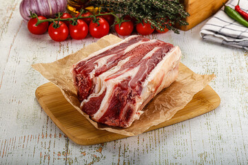 Raw beef ribs for cooking