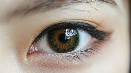 Obraz premium Extreme Close-Up of a Human Eye with Reflective Highlights 