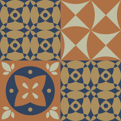 Geometric seamless pattern, abstract patchwork oriental style vector. Geometry floor tiles design. Moroccan, Spanish and Portuguese azulejos ceramic design.