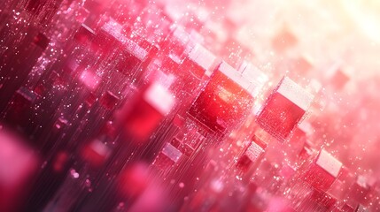 Naklejka premium A dynamic background of small squares cascading diagonally in subtle pinks.