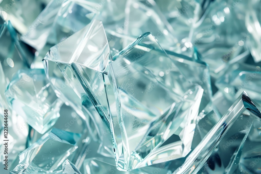 Aufkleber broken glass shards are reflecting light, creating abstract shapes and textures