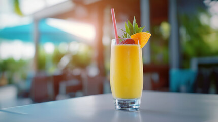 Refreshing Orange Juice Cocktail with Garnish.