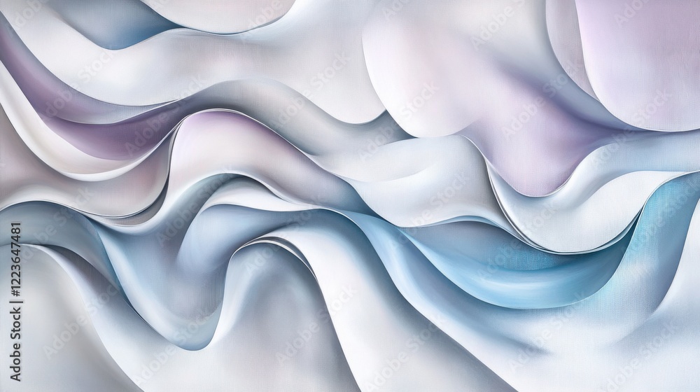 Poster abstract fluid art with soft pastel waves and flowing wavy patterns