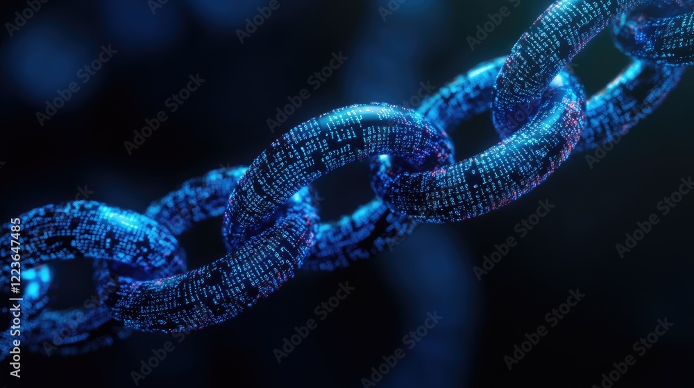 Poster digital chain link data security concept; abstract background. use technology illustration