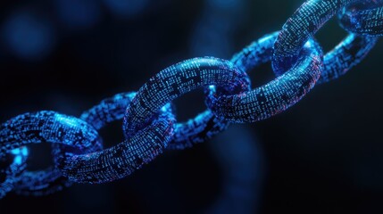Digital chain link data security concept; abstract background. Use technology illustration