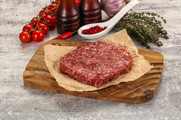 Raw beef burger cutlet for grill