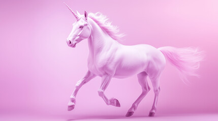 Fototapeta premium Illustration of a purple unicorn on a purple background, clean design