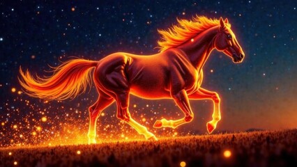 Beautiful portrait of a fiery red horse. Symbol of the new year 2026 according to the Chinese calendar. Eastern horoscope. Red fiery horse