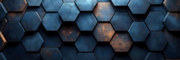 A geometric pattern of overlapping pentagons, all in a single muted tone.