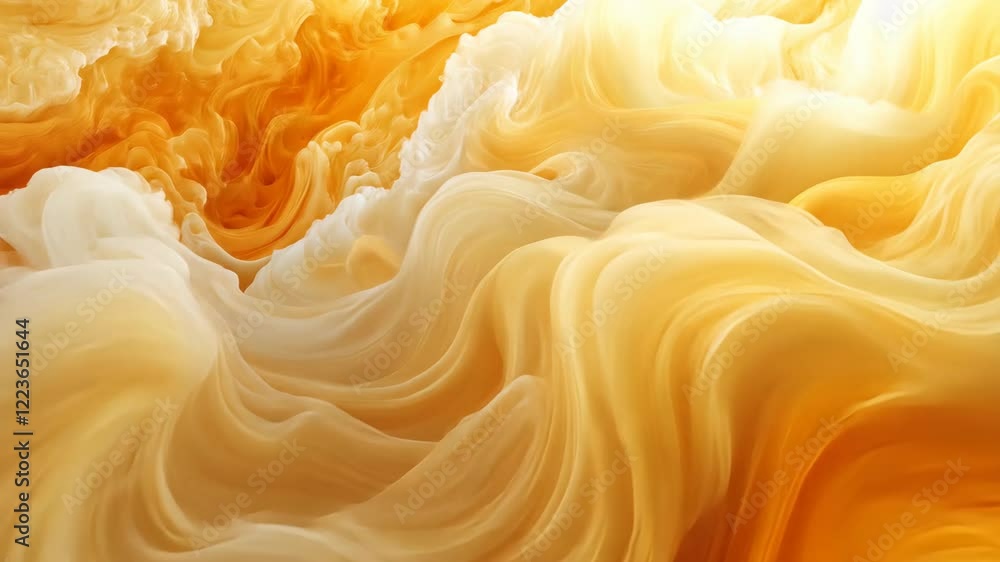Poster swirls of golden cream dance gracefully in an abstract pattern, creating a dreamy visual effect