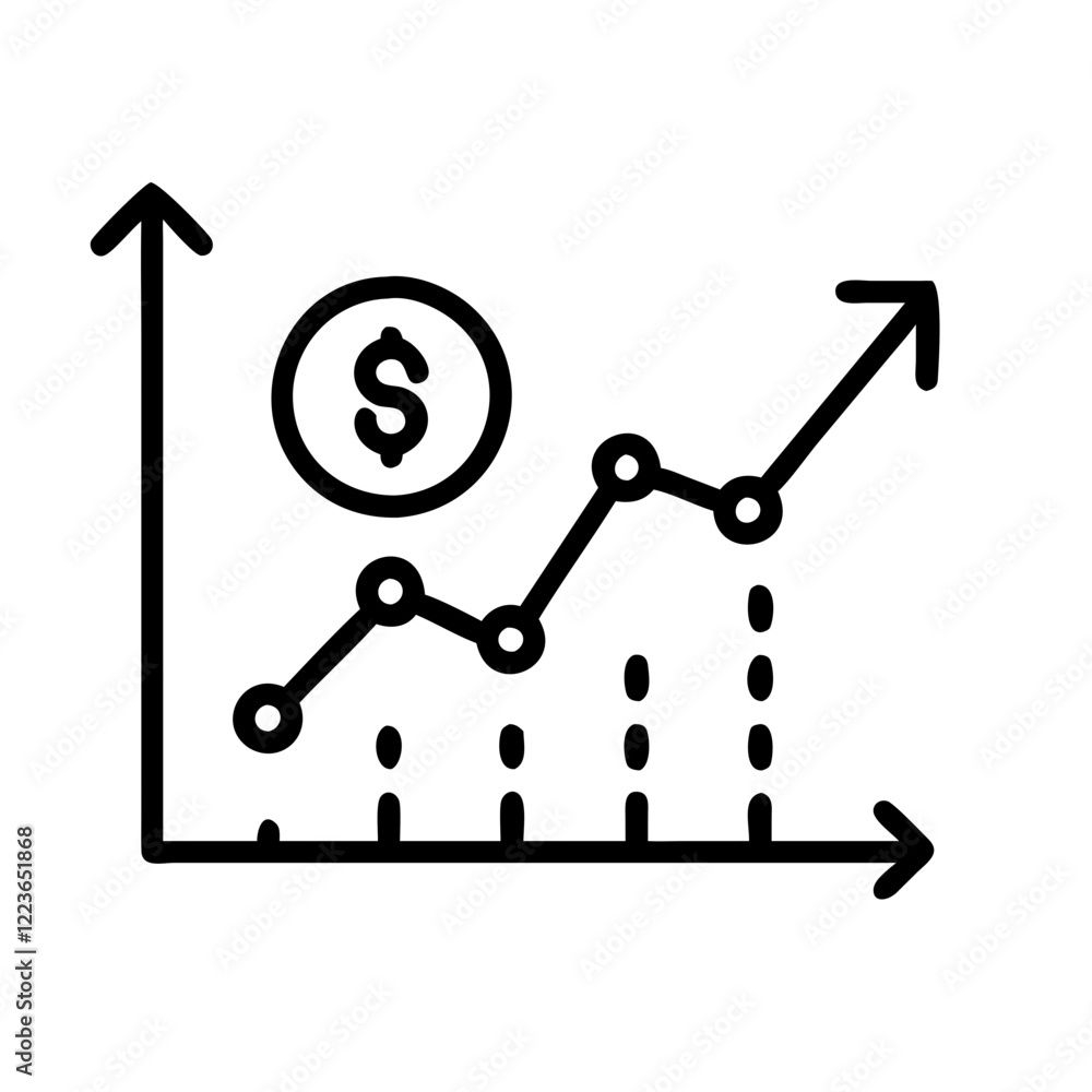 Aufkleber bar graph sign with increasing height and line graph with an increasing trend for business developme