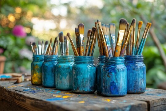 Collection of Glass Jar Still Life with Various Objects on Display in a Decorative Arrangement