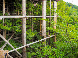 Fototapeta premium wood columns that support a japanese temple