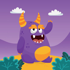 A charming and delightful monster character for kids