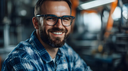 Engineer Smiling While Working on an Offshore Oil Rig in a Professional Setting